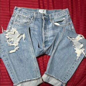 Agolde 90s mid rise  Blue Relaxed Distressed Jeans